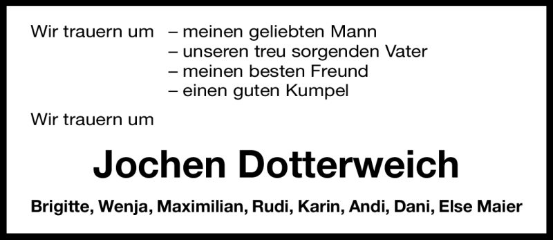  Traueranzeige für Jochen Dotterweich vom 18.06.2011 aus Nürnberger Nachrichten