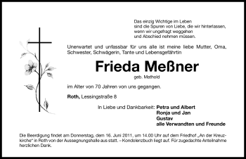 Traueranzeige von Frieda Meßner von Nürnberger Nachrichten