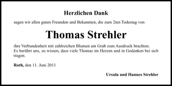Traueranzeige von Thomas Strehler von Nürnberger Nachrichten