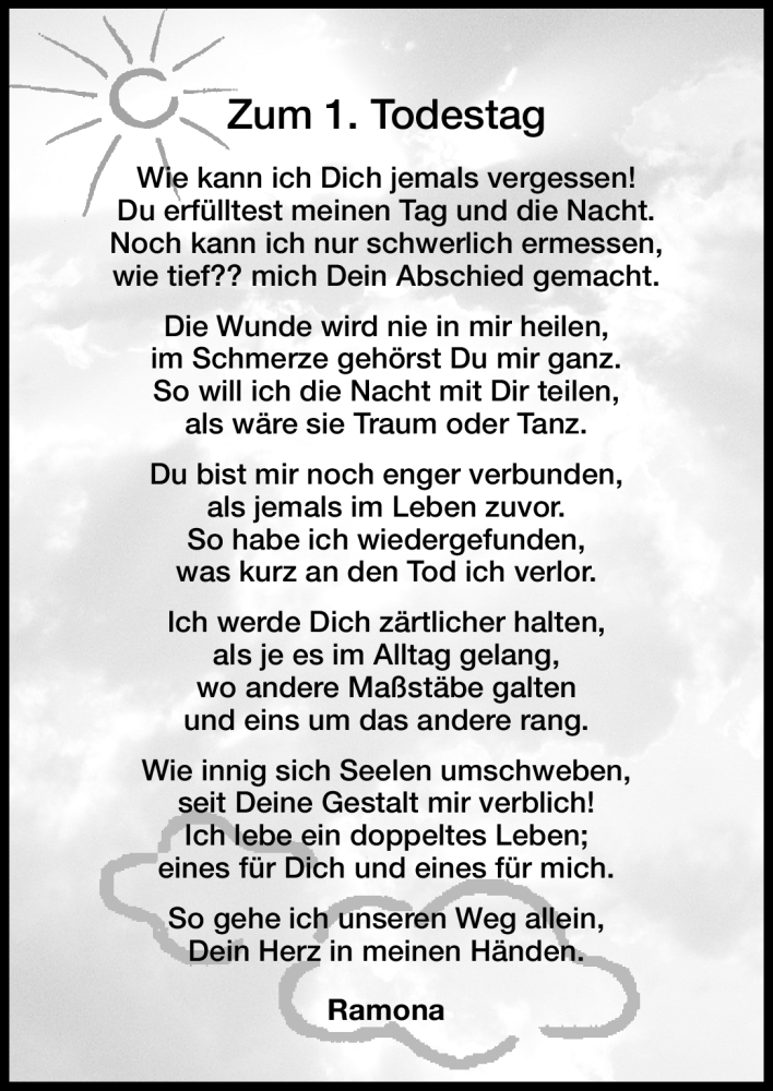  Traueranzeige für estag Zum 1. vom 17.06.2011 aus Nürnberger Nachrichten