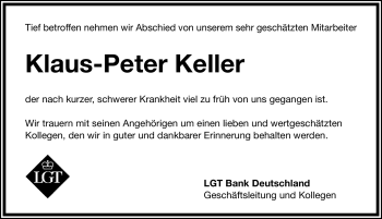 Traueranzeige von Klaus-Peter Keller von Nürnberger Nachrichten