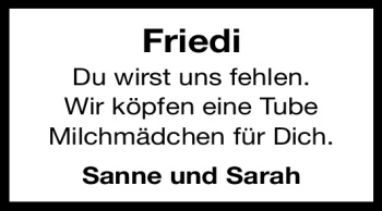 Traueranzeige von Friedi  von Nürnberger Nachrichten