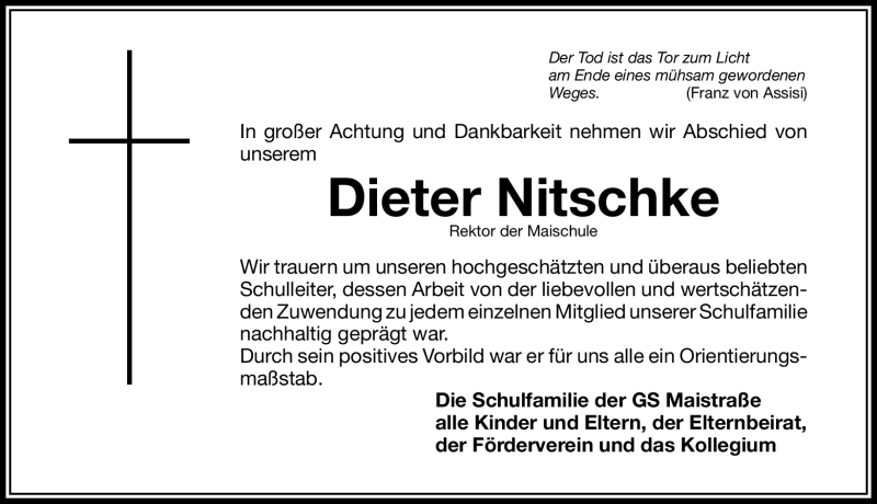  Traueranzeige für Dieter Nitschke vom 05.07.2011 aus Nürnberger Nachrichten