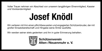 Traueranzeige von Josef Knödl von Nürnberger Nachrichten