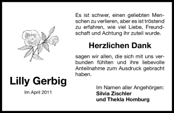 Traueranzeige von Lilly Gerbig von Nürnberger Nachrichten