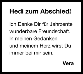 Traueranzeige von Hedi Held von Nürnberger Nachrichten