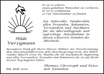 Traueranzeige von Hilde Vierzigmann von Nürnberger Nachrichten