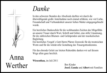 Traueranzeige von Anna Werther von Nürnberger Nachrichten
