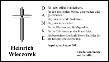 Traueranzeige von Heinrich Wieczorek von Nürnberger Nachrichten