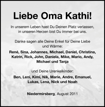 Traueranzeige von Kathi  von Nürnberger Nachrichten