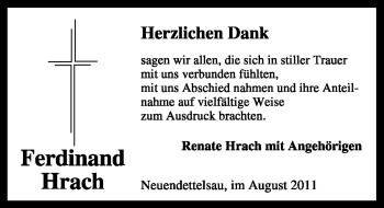 Traueranzeige von Ferdinand Hrach von Nürnberger Nachrichten