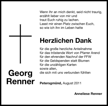 Traueranzeige von Georg Renner von Nürnberger Nachrichten