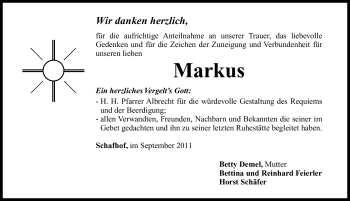 Traueranzeige von Markus  von Nürnberger Nachrichten