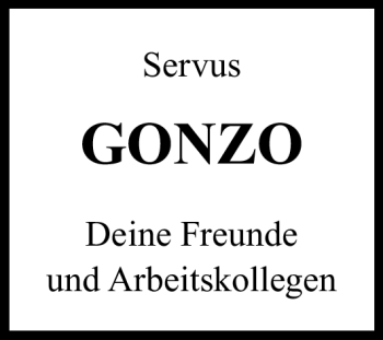 Traueranzeige von Gonzo  von Nürnberger Nachrichten