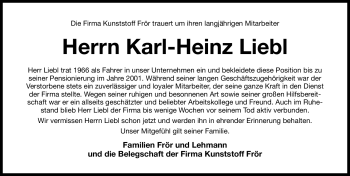 Traueranzeige von Karl-Heinz Liebl von Nürnberger Nachrichten