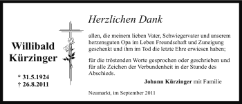 Traueranzeige von Willibald Kürzinger von Nürnberger Nachrichten