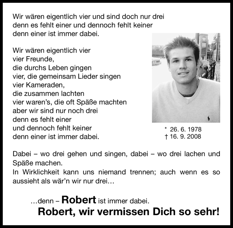  Traueranzeige für Robert Christ vom 16.09.2011 aus Nürnberger Nachrichten