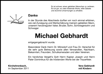 Traueranzeige von Michael Gebhardt von Nürnberger Nachrichten