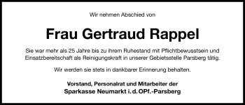 Traueranzeige von Gertraud Rappel von Nürnberger Nachrichten