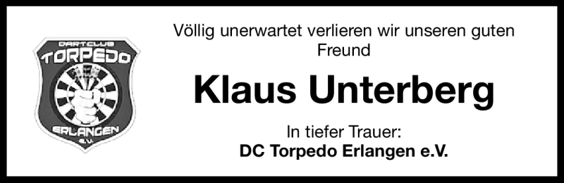  Traueranzeige für Klaus Unterberg vom 29.09.2011 aus Nürnberger Nachrichten