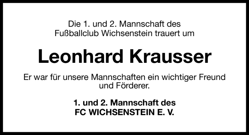  Traueranzeige für Leonhard Krausser vom 03.10.2011 aus Nürnberger Nachrichten