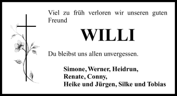 Traueranzeige von Willi  von Nürnberger Nachrichten