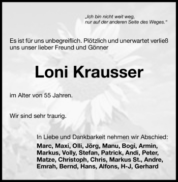 Traueranzeige von Loni Krausser von Nürnberger Nachrichten