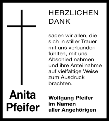 Traueranzeige von Anita Pfeifer von Nürnberger Nachrichten