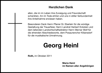 Traueranzeige von Georg Heinl von Nürnberger Nachrichten