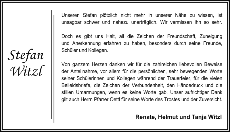  Traueranzeige für Stefan Witzl vom 22.10.2011 aus Nürnberger Nachrichten