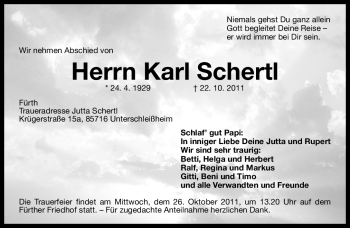 Traueranzeige von Karl Schertl von Nürnberger Nachrichten