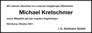 Traueranzeige von Michael Kretschmer von Nürnberger Nachrichten
