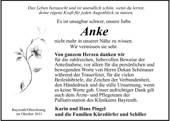 Traueranzeige von Anke  von Nürnberger Nachrichten