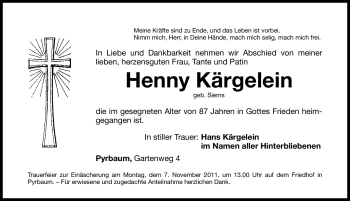 Traueranzeige von Henny Kärglein von Nürnberger Nachrichten