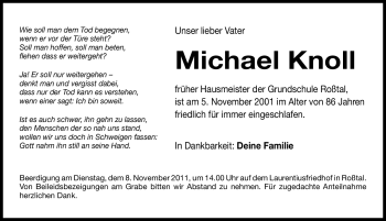 Traueranzeige von Michael Knoll von Nürnberger Nachrichten