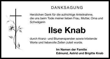 Traueranzeige von Ilse Knab von Nürnberger Nachrichten