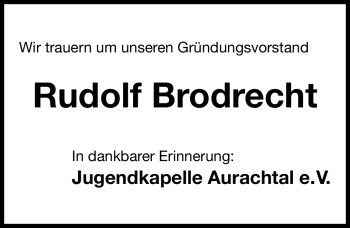 Traueranzeige von Rudolf Brodrecht von Nürnberger Nachrichten