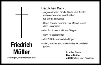 Traueranzeige von Friedrich Müller von Altmühl-Bote Lokal