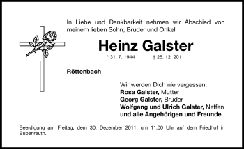 Traueranzeigen von Heinz Galster | trauer.nn.de