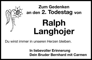 Traueranzeige von Ralph Langhojer von Nordbayerische Nachrichten Pegnitz Lokal