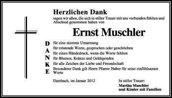 Traueranzeige von Ernst Muschler von Altmühl-Bote Lokal