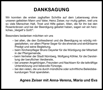 Traueranzeige von Heinz Zeiser von Roth-Hilpoltsteiner Volkszeitung Lokal