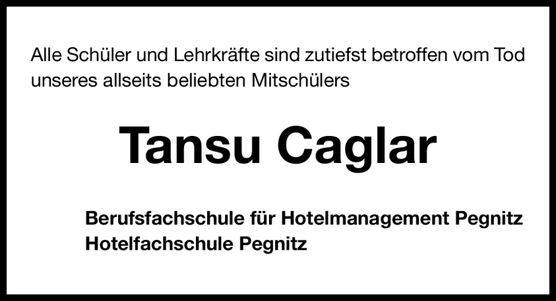  Traueranzeige für Tansu Caglar vom 14.02.2012 aus Nordbayerische Nachrichten Pegnitz Lokal