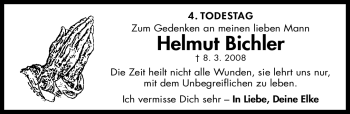 Traueranzeige von Helmut Bichler von Gesamtausgabe Nürnberger Nachrichten/Nürnberger Ztg.