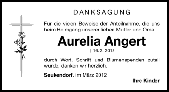 Traueranzeige von Aurelia Angert von Fürther Nachrichten Lokal