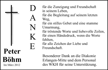 Traueranzeige von Peter Böhm von Erlanger Nachrichten Lokal
