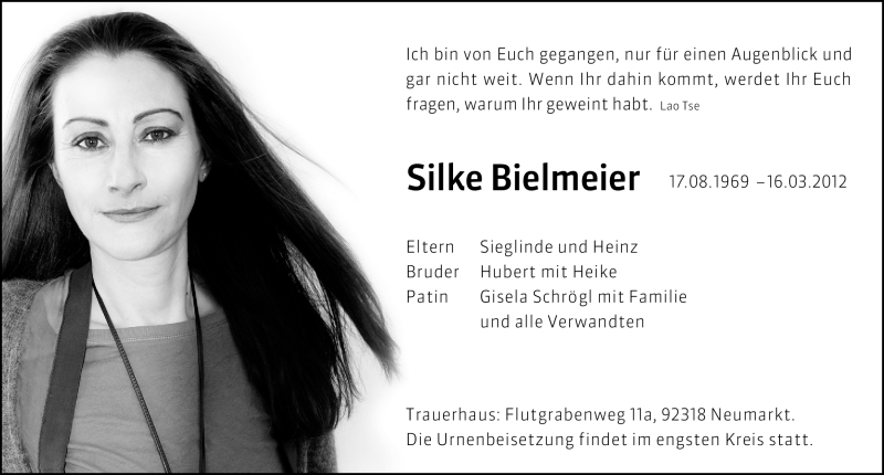  Traueranzeige für Silke Bielmeier vom 24.03.2012 aus Neumarkter Nachrichten Lokal