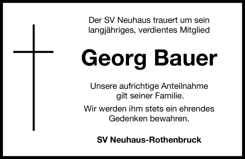 Traueranzeigen Von Georg Bauer Trauernnde