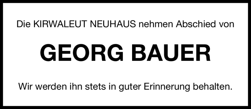 Traueranzeigen Von Georg Bauer Trauernnde