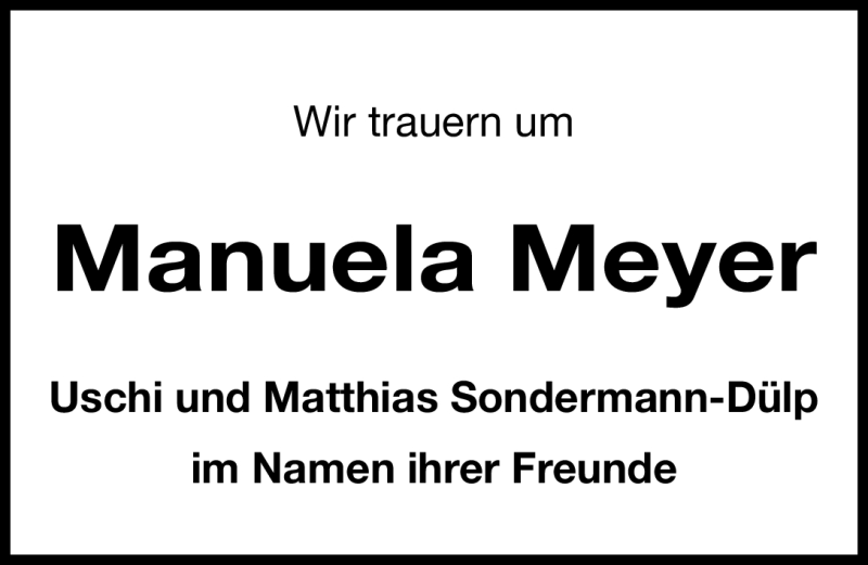  Traueranzeige für Manuela Meyer vom 20.04.2012 aus Gesamtausgabe Nürnberger Nachrichten/Nürnberger Ztg.